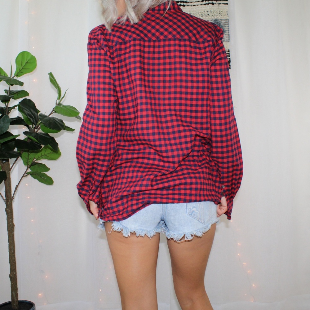 SOLD J.Crew Crinkle Boy Shirt In Red Check - Picture 2 of 8